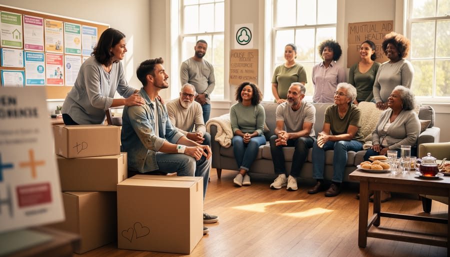 Two people in supportive conversation representing chosen family and community connection